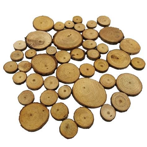 Segolike 50 Pieces Natural Wood Log Slice Tree Chic Wooden Discs ...