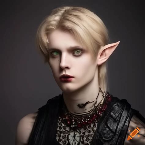 Male half-elf with green eyes and blond hair wearing gothic clothes on ...