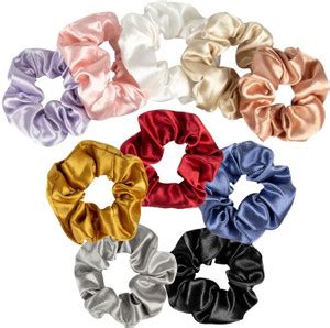 tress tresures TRESS 10PCS Satin Silk Scrunchies - No Damage Hair Ties ...