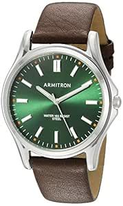Armitron Men's 20/5138GNSVBN Silver-Tone and Brown Leather Strap Watch ...