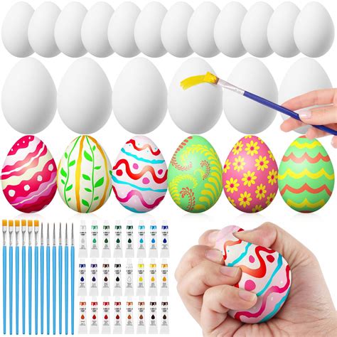 LUXERAD Easter Egg Coloring Kit, 24 Pcs DIY Paint & Decorate Craft ...