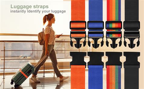 2 Pack Suitcase Belts, Adjustable Luggage Straps, Bright Colors Travel ...