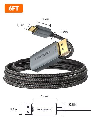 CableCreation 6FT USB C to Display Port Cable 4K@60Hz, 2K@165Hz, 2K ...