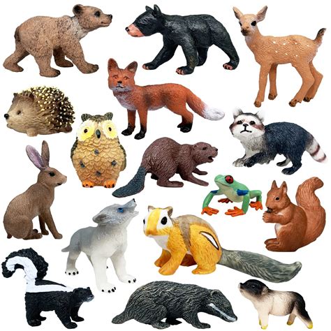 Buy Gemini&Genius 16 Pcs Woodland Animals, Forest Animals Figurines ...