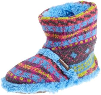 Muk Luks Little Girls' Flirty Fairisle Scrunch Boot, Technicolor Blue ...