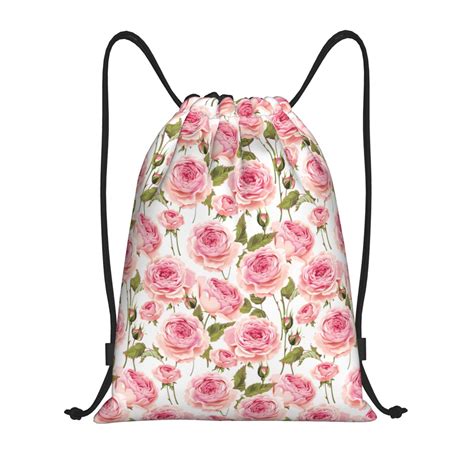 Zufioo Rose Flowers Sports Cinch Sack Gym String Bags Machine Washable ...