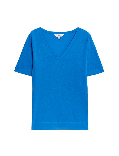 Buy Linen Blend V-Neck Top at Marks & Spencer