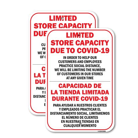 (2 Pack) Limited Store Capacity Due To Spanish | 12" X 18" Heavy-Gauge ...