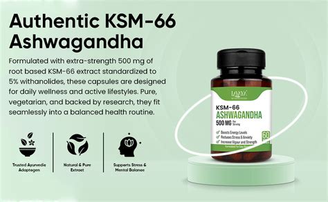 Lavaya Ashwagandha KSM-66 Capsule 500 MG - For Extra Strength & Power ...