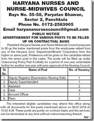 Haryana Nurses Council Jobs 2018 Clerk, Peon, Account Officer (11 ...