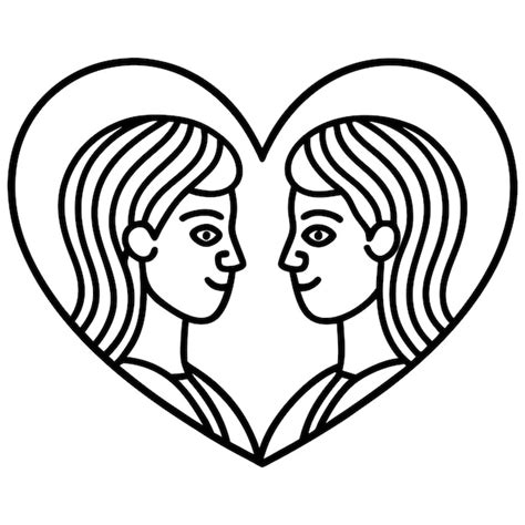 Continuous oneline drawing of two hearts minimalist love concept art ...