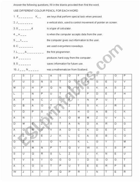 Computer Basics Worksheet Answer Key 的图像结果