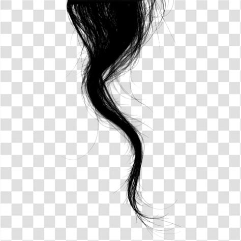 Loose black hair strands in gentle motion with smooth texture on a ...