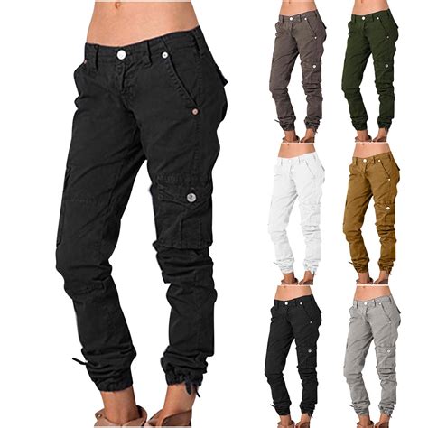 Womens Cargo Pants Plus Size Casual Cargo Pants Hippie Punk Trousers ...