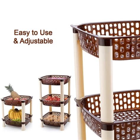 7141 Multi-Purpose 3tier Square Shape Kitchen Storage Basket Rack for ...