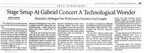 Concert review - PG - The Hartford Courant - Hartford - 28th November ...