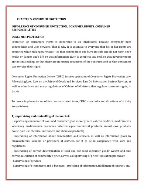 CP6- Consumer protection - CHAPTER 5: CONSUMER PROTECTION IMPORTANCE OF ...