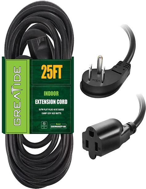 Amazon.com: GREATIDE 25 Ft Flat Plug Extension Cord, 16 AWG 3 Prong ...