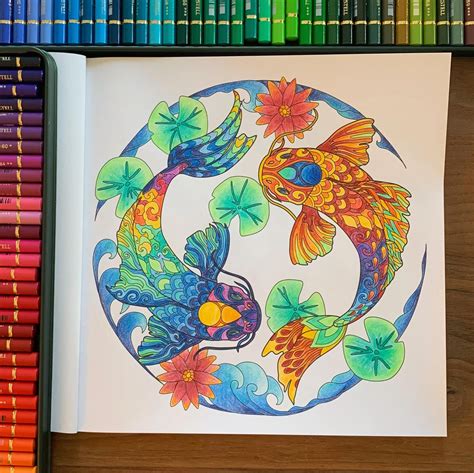 Koi fish colouring from the book "Zen Animals - A Colouring Book ...