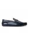Buy Black Grained Leather Buckle Slip-ons For Men by Domani Online at ...