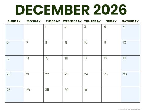 December 2026 Calendars (52 Free PDF Printables)
