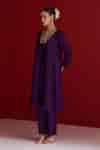 Buy Purple Embroidery V-neck Manjiri Royal Kurta With Pant For Women by ...