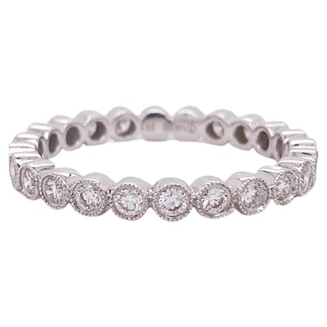 Diamond Bezel Eternity Band, .40 Carats in 14K White Gold, Stackable ...