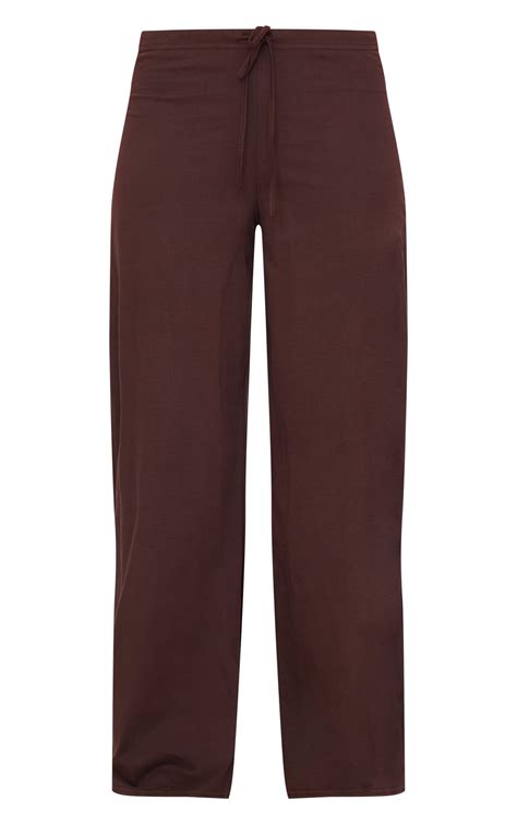Chocolate Cotton Straight Leg Trousers | Co-ords | PLT