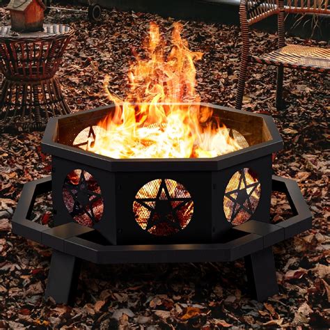 Amazon.com : SUNOUTLY 43 inch Fire Pit, Outdoor Fire Pits with Cooking ...