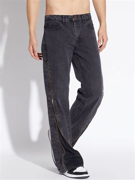 Black Zipped Adjustable Flared Denim | Buy Baggy Jeans | Fugazee – FUGAZEE