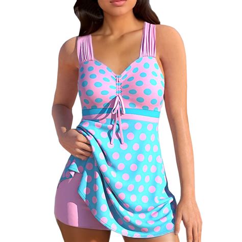 Plus Size Polka Dot Tankini Top with Shorts Beach Swimsuits Set 2 ...