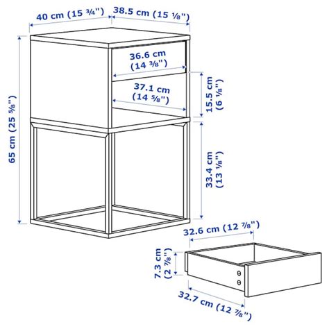 VIKHAMMER Bedside table, white, 40x39 cm - IKEA