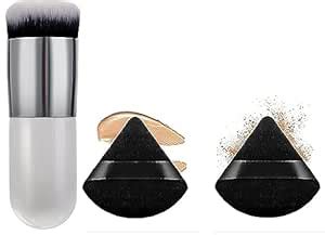 Carapace foundation brush & 2 pcs soft triangle cosmetic powder puffs ...