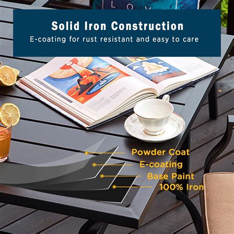 Buy VICLLAX Outdoor Metal Dining Table, 4 Person Black Square Patio ...