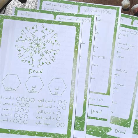 Druid Spelltracker DND Set, All D&D 5e Druid Spell Lists Printable ...