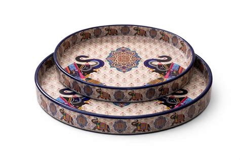 Dreams n Decor Round Wooden Serving Tray Set of 2 | MDF Decorative ...
