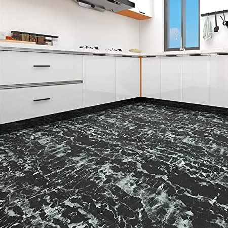 LIVECOOL Self Adhesive Glossy Black Marble Easy Installation Floor ...