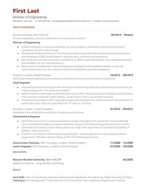6 Engineering Manager CV Examples for 2025 | Resume Worded