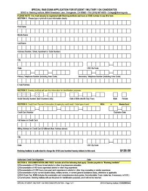 2013-2026 Form Special Student/Military/GA RAS Exam Application - Blank ...