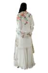 Buy Ivory Georgette Beads, Tassels Spring Blossom Handpainted Kurta ...