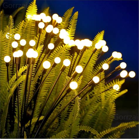 Gorrzai Solar Garden Lights 10 LED Solar Firefly Lights Outdoor Swaying ...