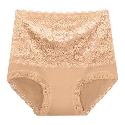 Womens Panties - Lace Flower Patchwork Women's High Waist and Underwear Pure Double Layer ...