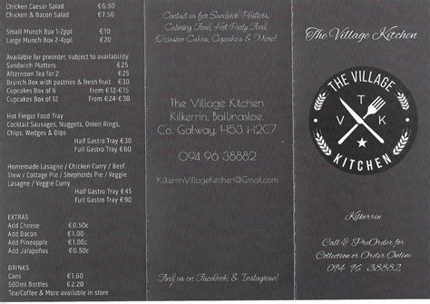 Menu at The Village Kitchen, Kilkerrin