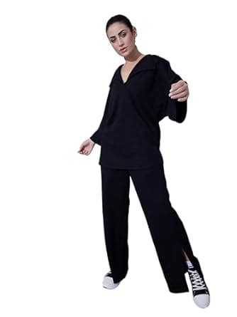 Buy Athena Black Terry co-ord Set at Amazon.in