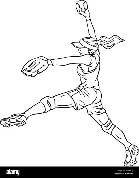 Softball Isolated Coloring Page for Kids Stock Vector Image & Art - Alamy
