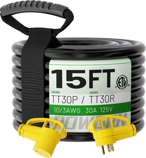 Amazon.com: PlugSaf 15 FT 30 Amp RV Extension Cord Outdoor with Grip ...