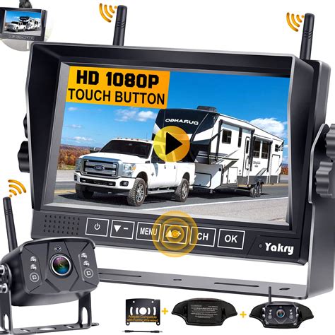 RV Backup Camera Wireless HD 1080P 7 Inch DVR Monitor Touch Key ...