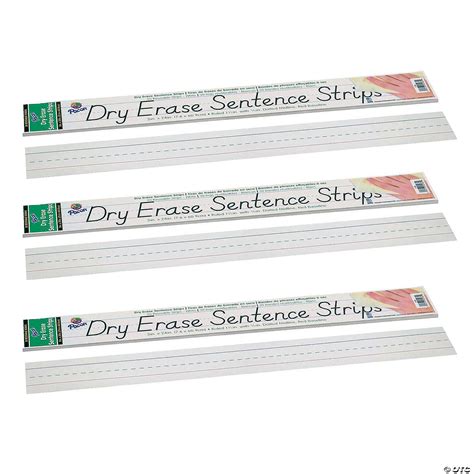 Pacon Dry Erase Sentence Strips, White, 1-1/2" X 3/4" Ruled, 3" x 24 ...
