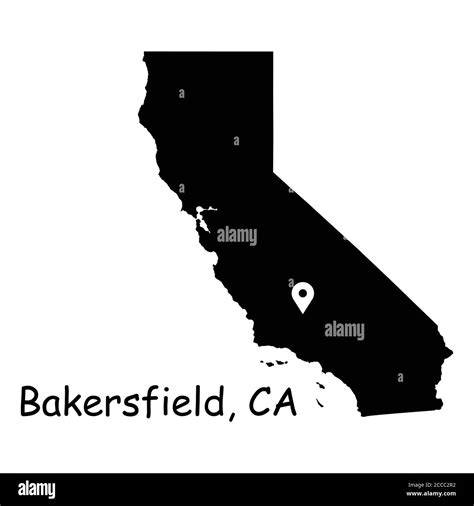 Bakersfield on California State Map. Detailed CA State Map with Location Pin on Bakersfield City ...