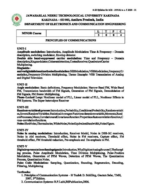 ECE 2020-21: Principles of Communication Syllabus & Course Outline ...